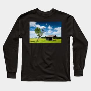 Wooden cabin and tree Long Sleeve T-Shirt